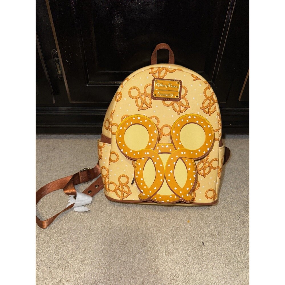 NWT Loungefly Disney Mickey Mouse Foodies Pretzel Mini Back Pack Yellow